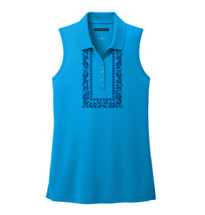 Ascend Sleeveless Polo Shirt with Signature Design Pattern - Women