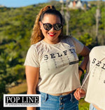 "SELFIE" Ladies Cropped Shirt - POP LINE designs by Mae Day Marketing