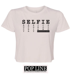 "SELFIE" Ladies Cropped Shirt - POP LINE designs by Mae Day Marketing